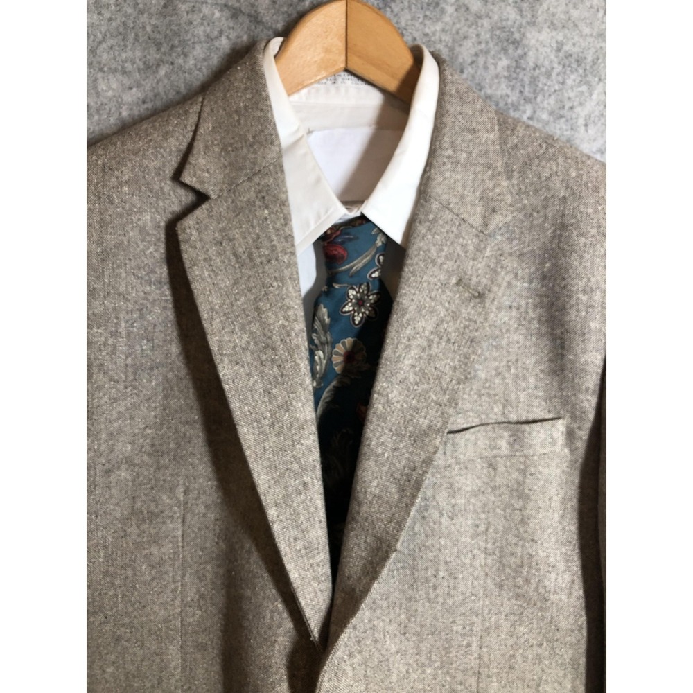 Studiosuits Blazer Mens 40 Beige Wool Tweed Sport Coat Jacket Classic Fall